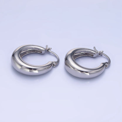 14K Gold Filled 20mm Dome Minimalist Latch Hoop Earrings in Gold &amp; Silver | AB1338 P482