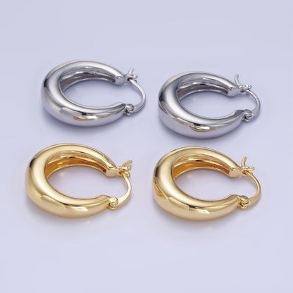 14K Gold Filled 20mm Dome Minimalist Latch Hoop Earrings in Gold &amp; Silver | AB1338 P482