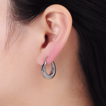 14K Gold Filled 20mm Dome Minimalist Latch Hoop Earrings in Gold &amp; Silver | AB1338 P482