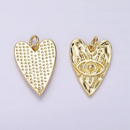 14K Gold Filled 20mm Evil Eye Hammered Heart Charm | AC910