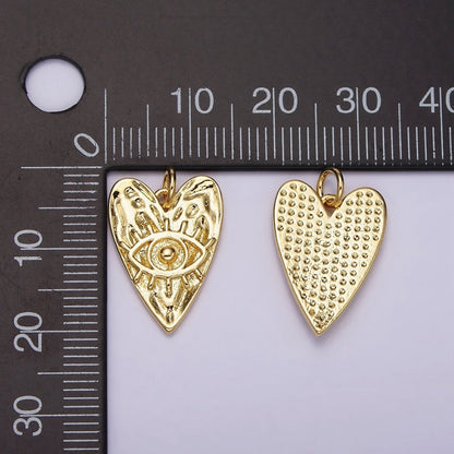 14K Gold Filled 20mm Evil Eye Hammered Heart Charm | AC910