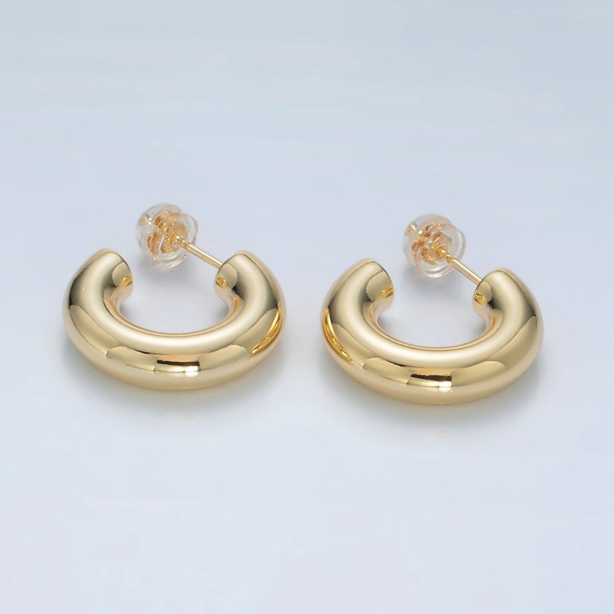 20mm Lightweight Minimalist C-Shaped Hoop Earrings in Gold &amp; Silver | AD707 AD708