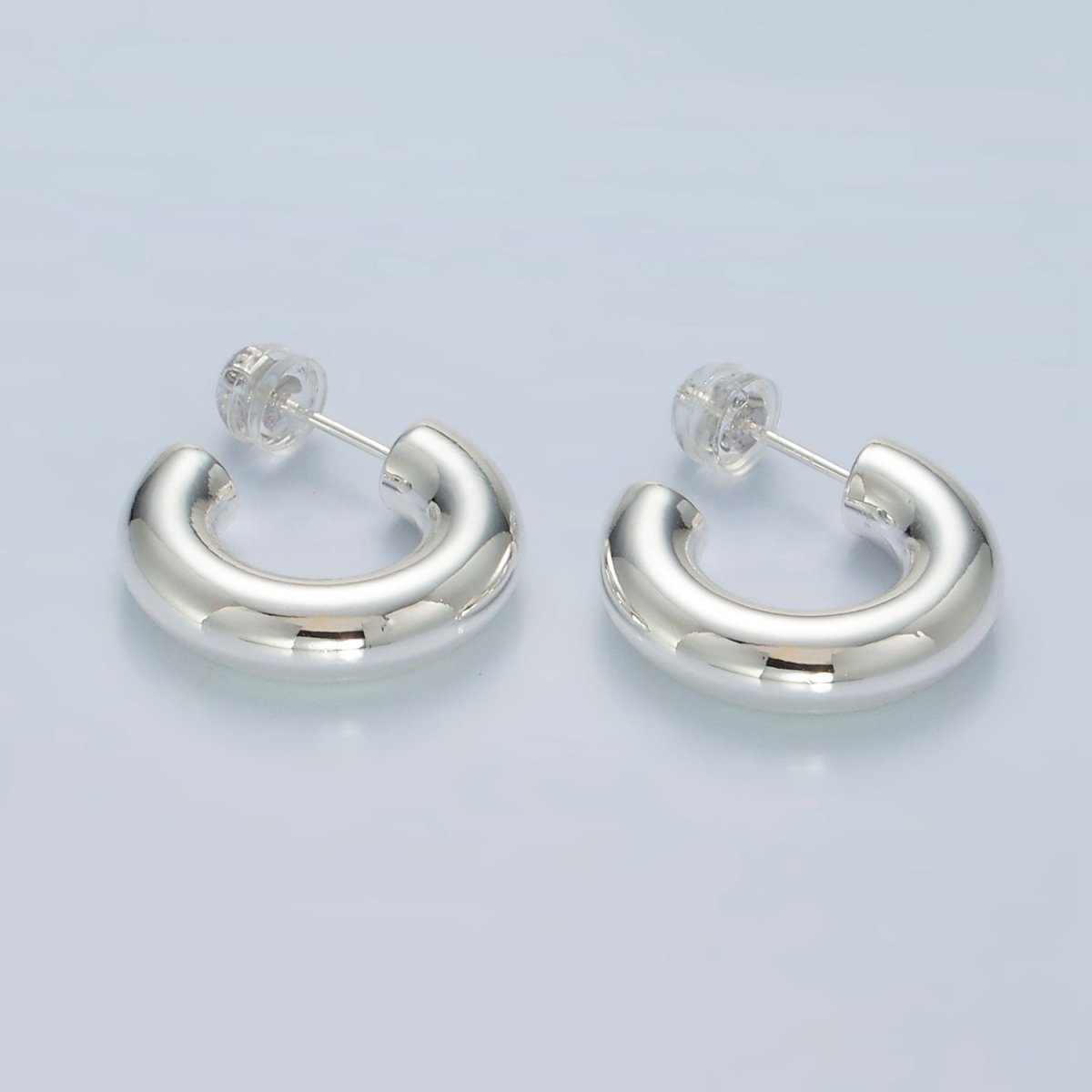 20mm Lightweight Minimalist C-Shaped Hoop Earrings in Gold &amp; Silver | AD707 AD708