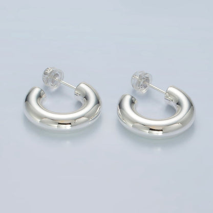 20mm Lightweight Minimalist C-Shaped Hoop Earrings in Gold &amp; Silver | AD707 AD708
