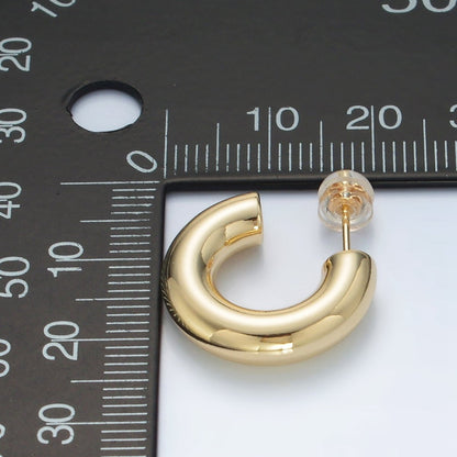 20mm Lightweight Minimalist C-Shaped Hoop Earrings in Gold &amp; Silver | AD707 AD708