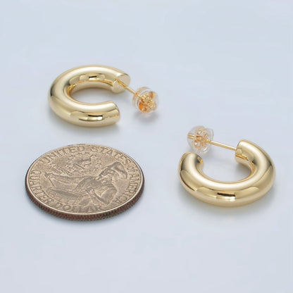20mm Lightweight Minimalist C-Shaped Hoop Earrings in Gold &amp; Silver | AD707 AD708