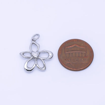 14K Gold Filled 20mm Open Heart Flower Petal Charm in Gold &amp; Silver | AF1293