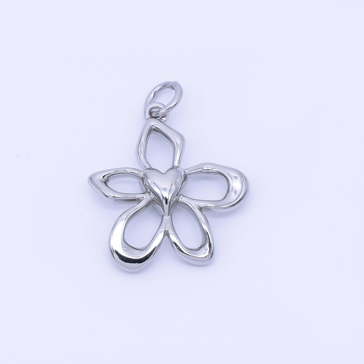 14K Gold Filled 20mm Open Heart Flower Petal Charm in Gold &amp; Silver | AF1293