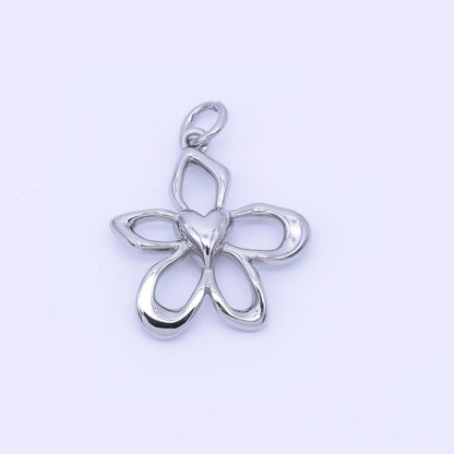 14K Gold Filled 20mm Open Heart Flower Petal Charm in Gold &amp; Silver | AF1293
