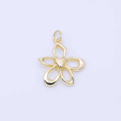 14K Gold Filled 20mm Open Heart Flower Petal Charm in Gold &amp; Silver | AF1293