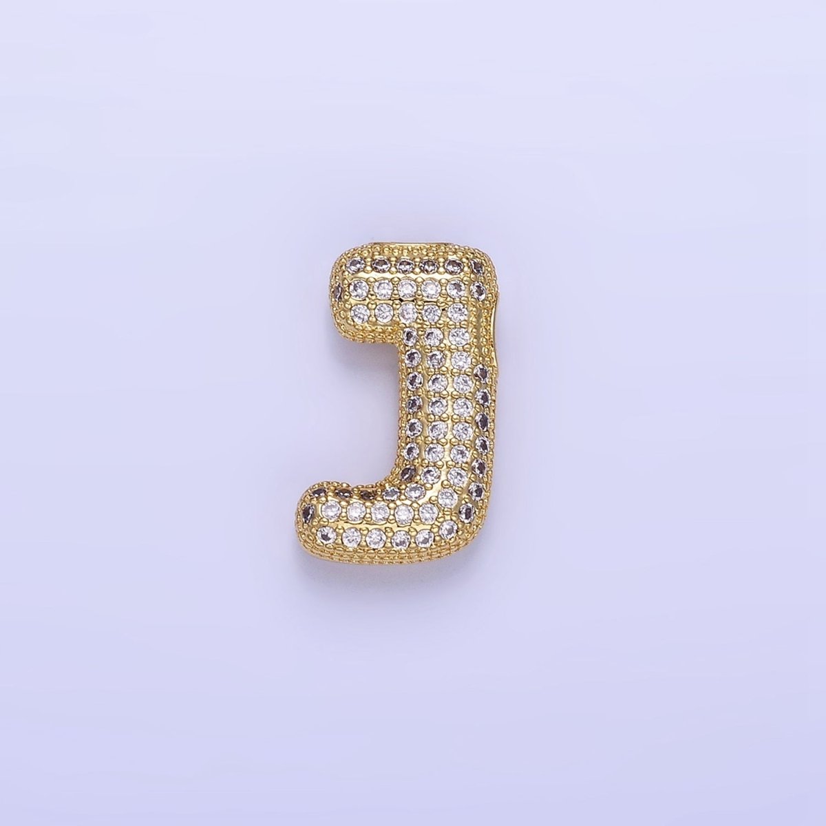 14K Gold Filled 20mm Micro Paved CZ Chubby Balloon Initial Letter | A-A1015-A-A1027