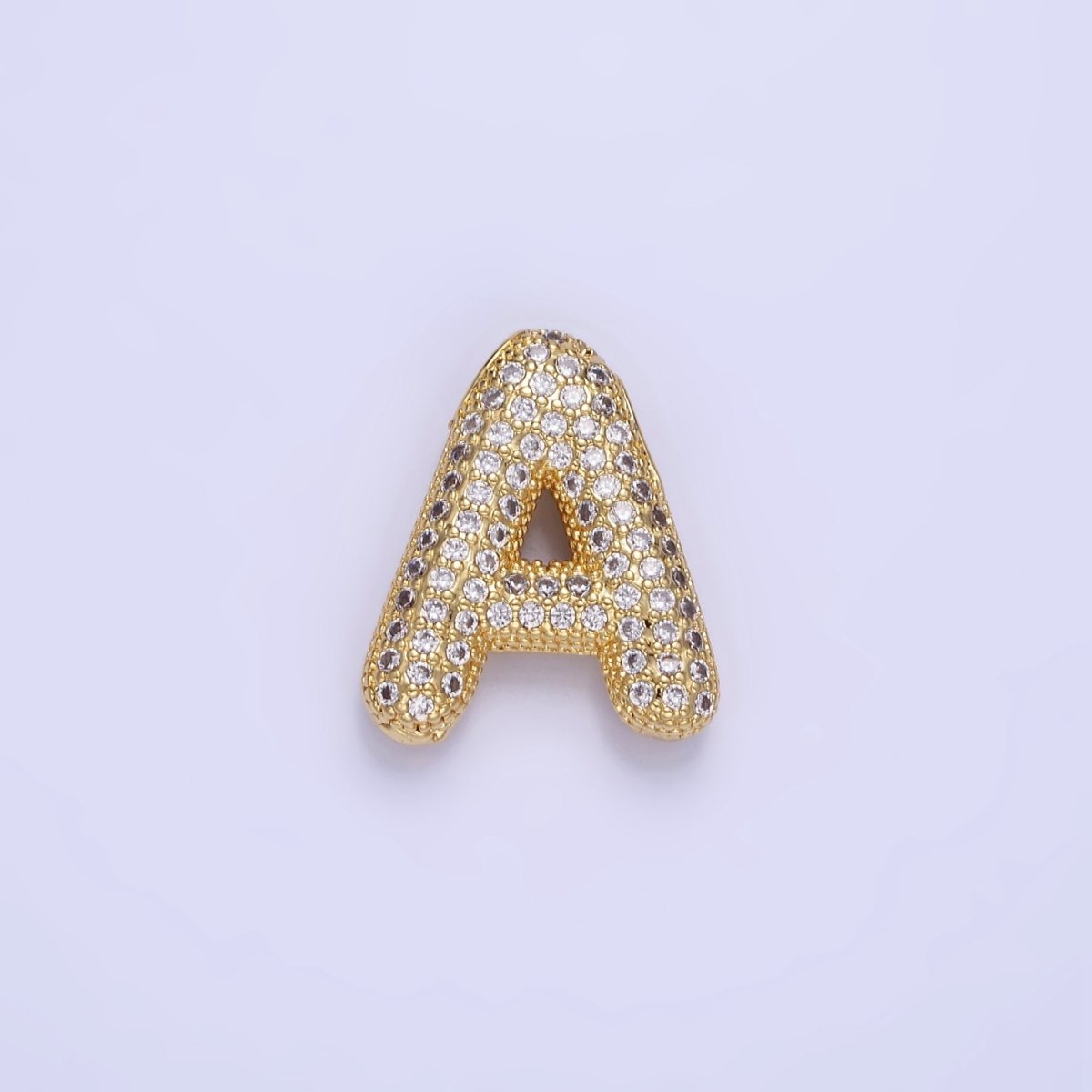 14K Gold Filled 20mm Micro Paved CZ Chubby Balloon Initial Letter | A-A1015-A-A1027