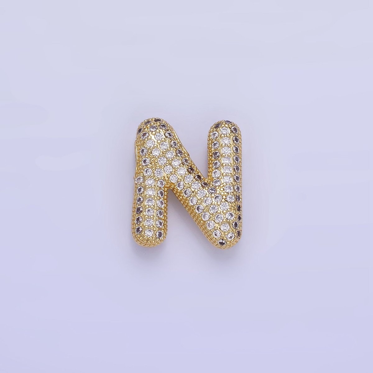 14K Gold Filled 20mm Micro Paved CZ Chubby Balloon Initial Letter | A-A1015-A-A1027