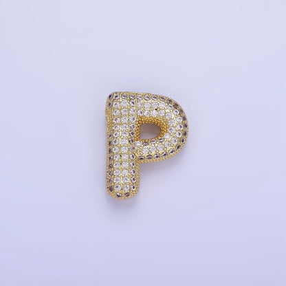 14K Gold Filled 20mm Micro Paved CZ Chubby Balloon Initial Letter | A-A1015-A-A1027
