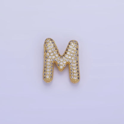 14K Gold Filled 20mm Micro Paved CZ Chubby Balloon Initial Letter | A-A1015-A-A1027