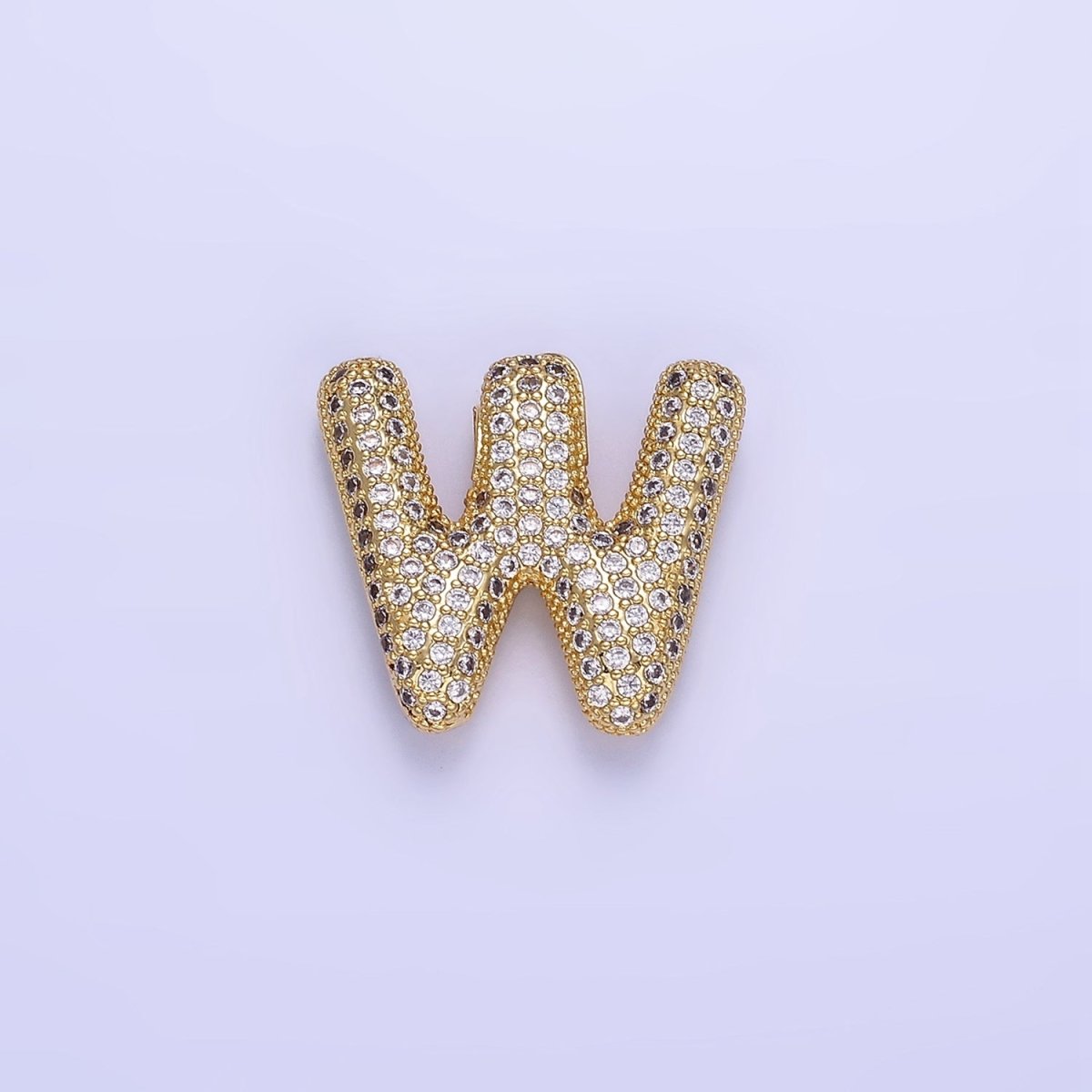 14K Gold Filled 20mm Micro Paved CZ Chubby Balloon Initial Letter | A-A1015-A-A1027