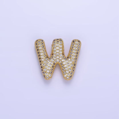 14K Gold Filled 20mm Micro Paved CZ Chubby Balloon Initial Letter | A-A1015-A-A1027