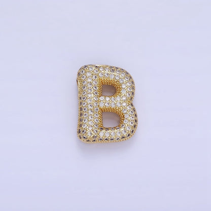 14K Gold Filled 20mm Micro Paved CZ Chubby Balloon Initial Letter | A-A1015-A-A1027