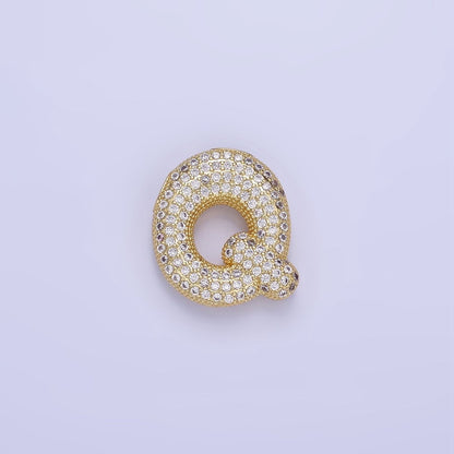 14K Gold Filled 20mm Micro Paved CZ Chubby Balloon Initial Letter | A-A1015-A-A1027