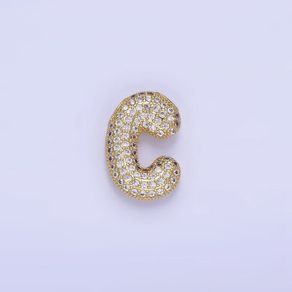 14K Gold Filled 20mm Micro Paved CZ Chubby Balloon Initial Letter | A-A1015-A-A1027
