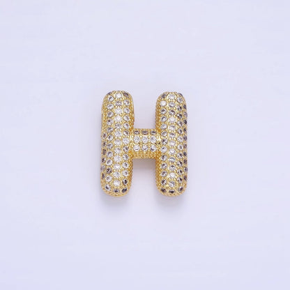 14K Gold Filled 20mm Micro Paved CZ Chubby Balloon Initial Letter | A-A1015-A-A1027