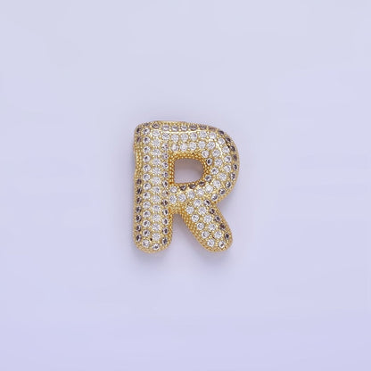14K Gold Filled 20mm Micro Paved CZ Chubby Balloon Initial Letter | A-A1015-A-A1027