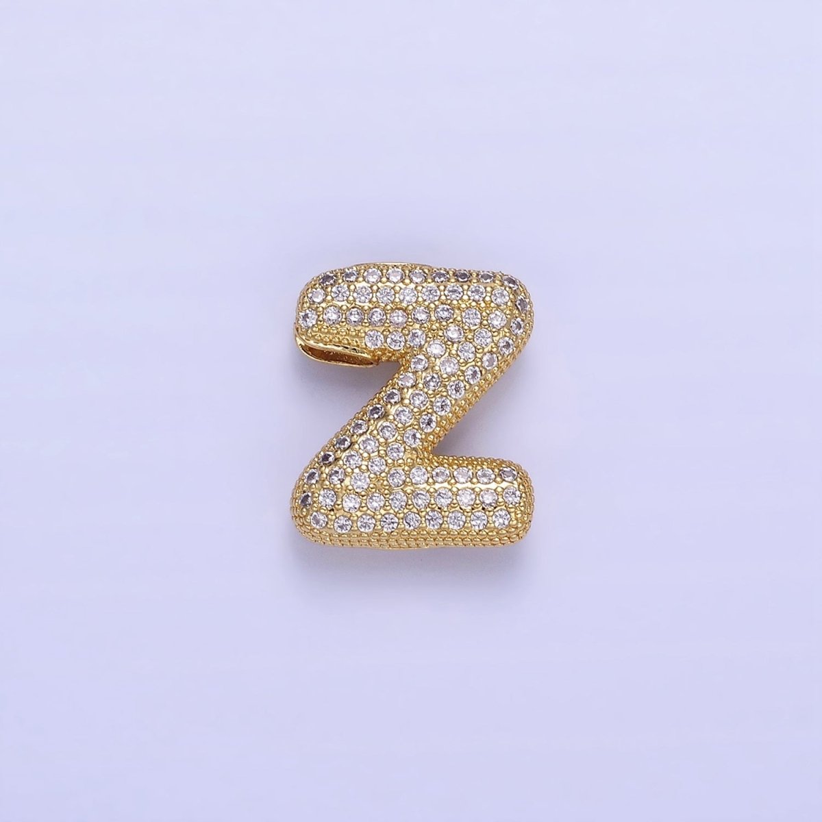 14K Gold Filled 20mm Micro Paved CZ Chubby Balloon Initial Letter | A-A1015-A-A1027