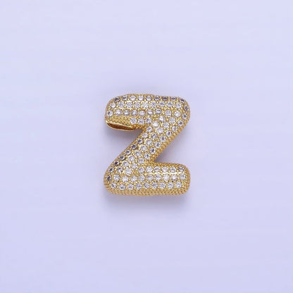 14K Gold Filled 20mm Micro Paved CZ Chubby Balloon Initial Letter | A-A1015-A-A1027