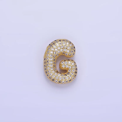 14K Gold Filled 20mm Micro Paved CZ Chubby Balloon Initial Letter | A-A1015-A-A1027