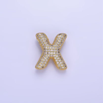 14K Gold Filled 20mm Micro Paved CZ Chubby Balloon Initial Letter | A-A1015-A-A1027