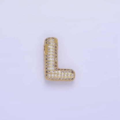 14K Gold Filled 20mm Micro Paved CZ Chubby Balloon Initial Letter | A-A1015-A-A1027