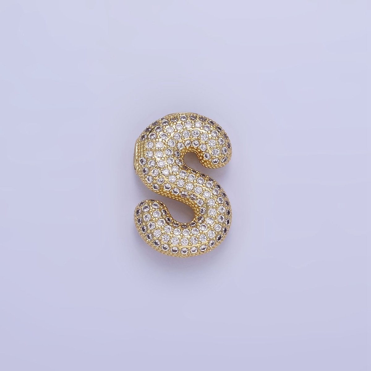 14K Gold Filled 20mm Micro Paved CZ Chubby Balloon Initial Letter | A-A1015-A-A1027