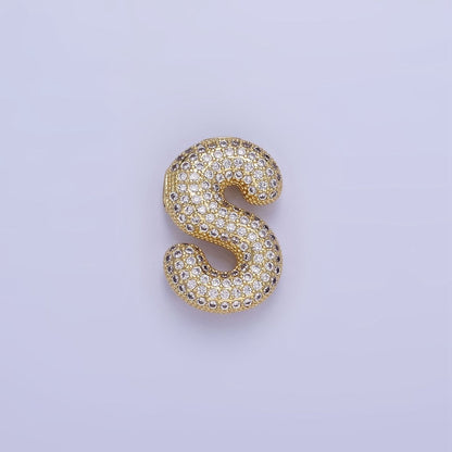 14K Gold Filled 20mm Micro Paved CZ Chubby Balloon Initial Letter | A-A1015-A-A1027
