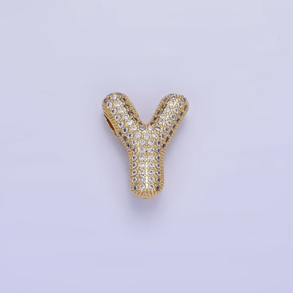 14K Gold Filled 20mm Micro Paved CZ Chubby Balloon Initial Letter | A-A1015-A-A1027