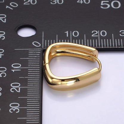 14K Gold Filled 20mm Minimalist Band Triangle Huggie Hoop Earrings | AE901