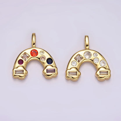 14K Gold Filled 20mm Multicolor, Clear CZ Rainbow Cloud Pendant | AH082 AH084