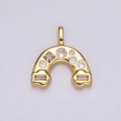 14K Gold Filled 20mm Multicolor, Clear CZ Rainbow Cloud Pendant | AH082 AH084