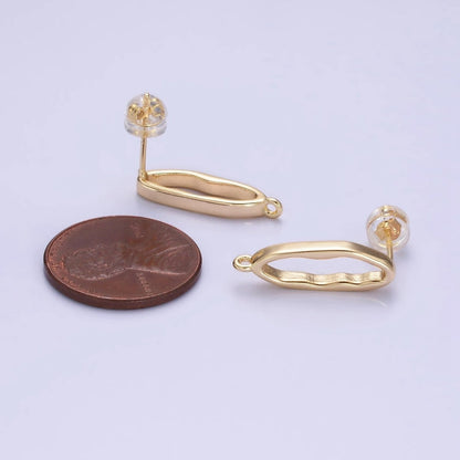 14K Gold Filled 20mm Open Oblong Band Drop Stud Earrings Findings | Z707