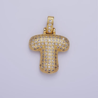 14K Gold Filled 20mm Micro Paved Balloon Bubble Initial Letter Pendant | A1197-A1209