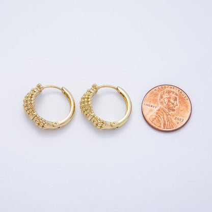 14K Gold Filled 20mm Round Bubble Beaded Huggie Hoop Earrings | Earrings-00356