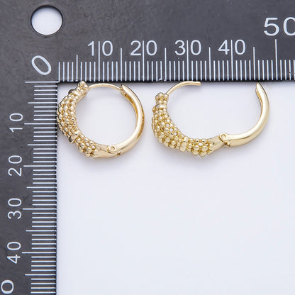 14K Gold Filled 20mm Round Bubble Beaded Huggie Hoop Earrings | Earrings-00356