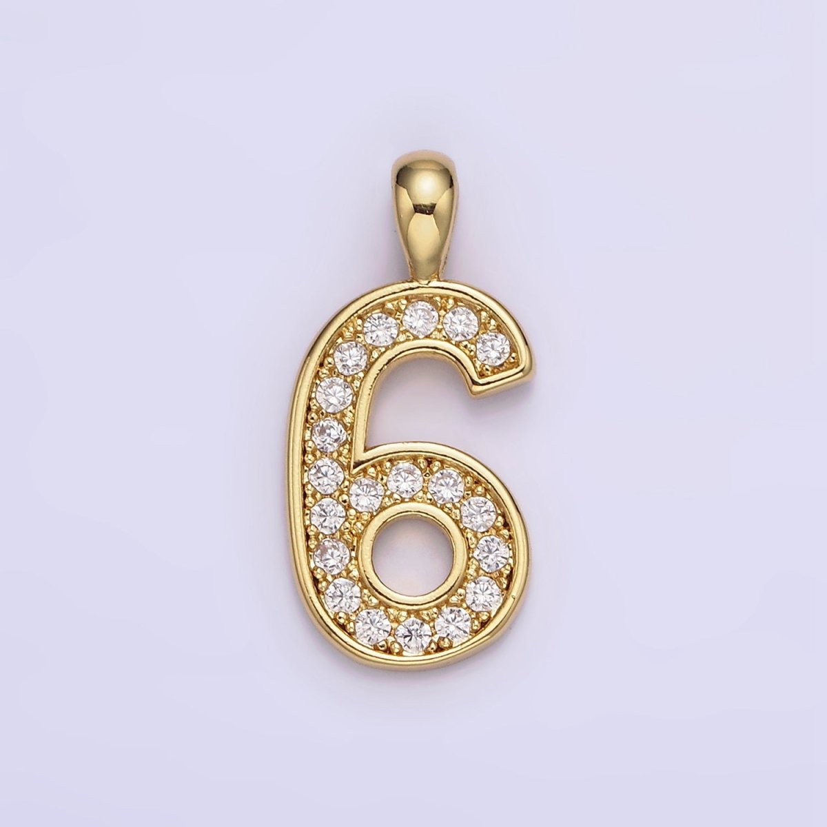 14K Gold Filled 21.5mm Clear Micro Paved CZ Number 0-9 Pendant | N1233 - N1242