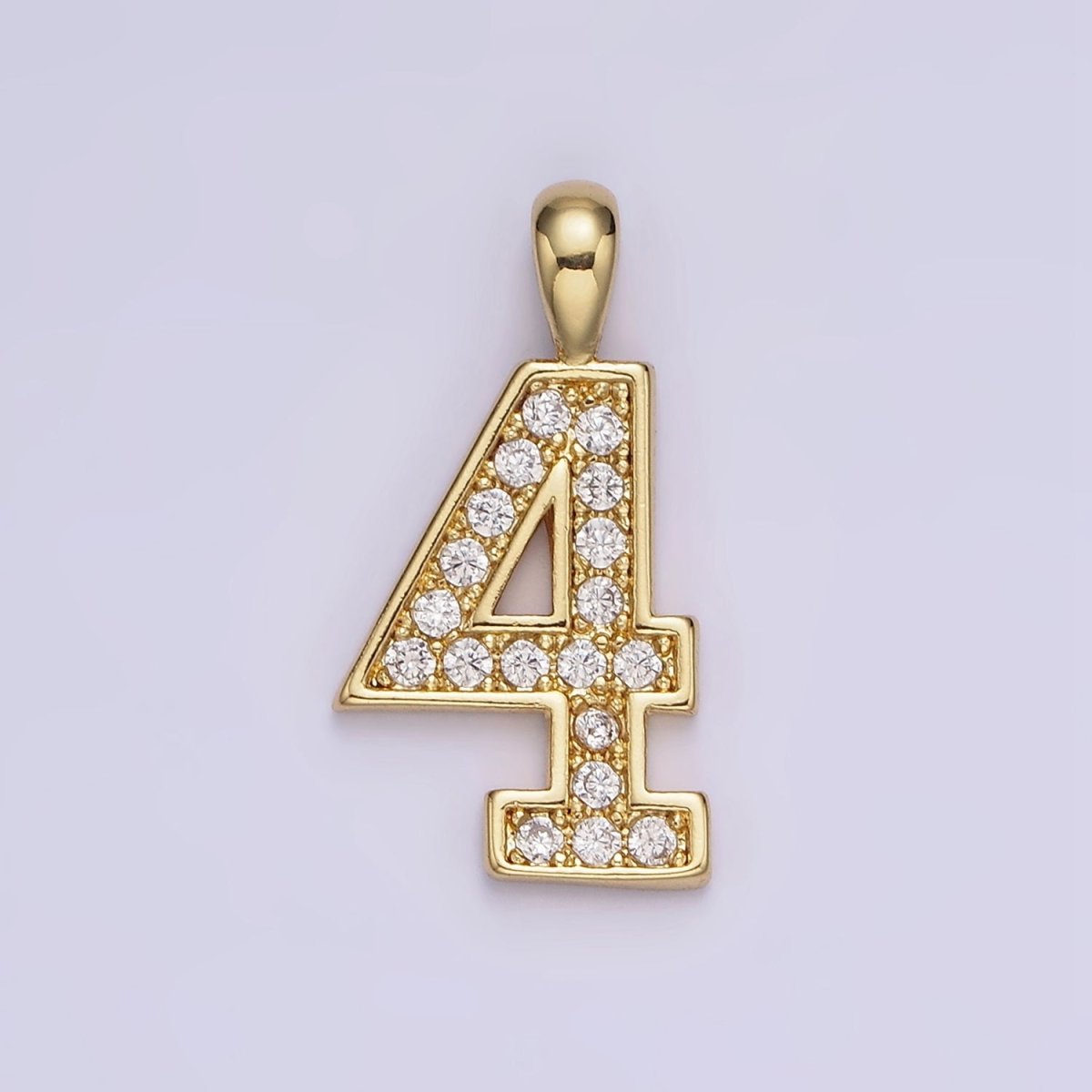 14K Gold Filled 21.5mm Clear Micro Paved CZ Number 0-9 Pendant | N1233 - N1242