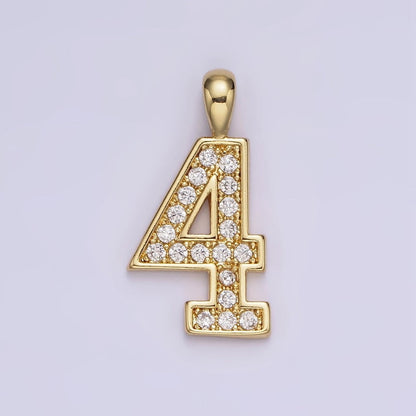 14K Gold Filled 21.5mm Clear Micro Paved CZ Number 0-9 Pendant | N1233 - N1242