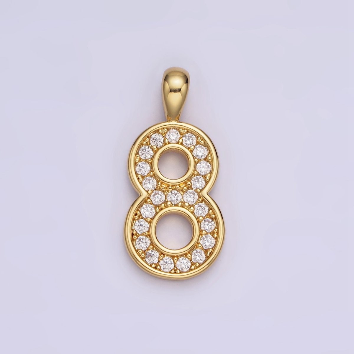 14K Gold Filled 21.5mm Clear Micro Paved CZ Number 0-9 Pendant | N1233 - N1242
