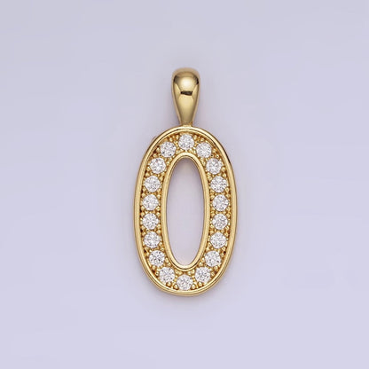14K Gold Filled 21.5mm Clear Micro Paved CZ Number 0-9 Pendant | N1233 - N1242