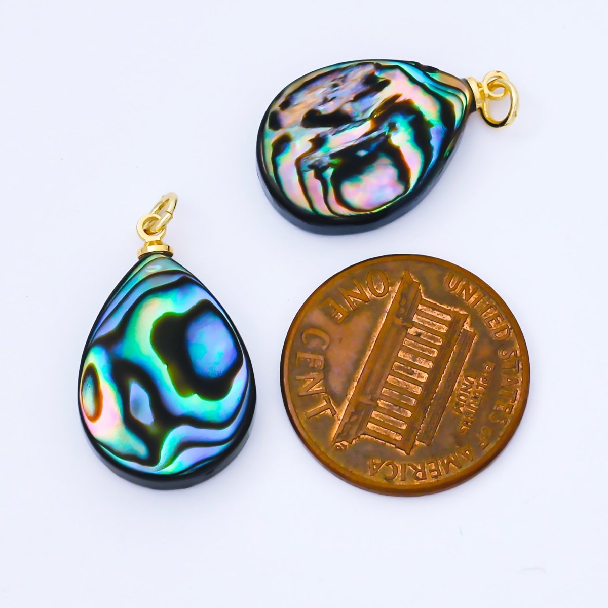 14K Gold Filled 21mm Abalone Pearl Teardrop Charm | AF583