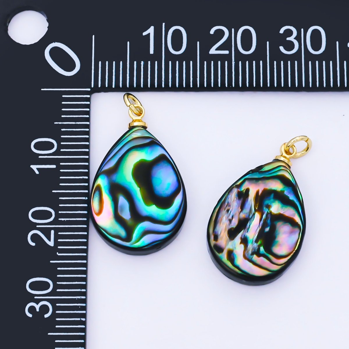 14K Gold Filled 21mm Abalone Pearl Teardrop Charm | AF583