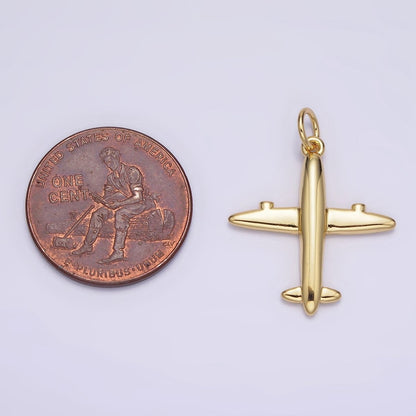 14K Gold Filled 21mm Airplane Flying Traveling Minimalist Charm | N993