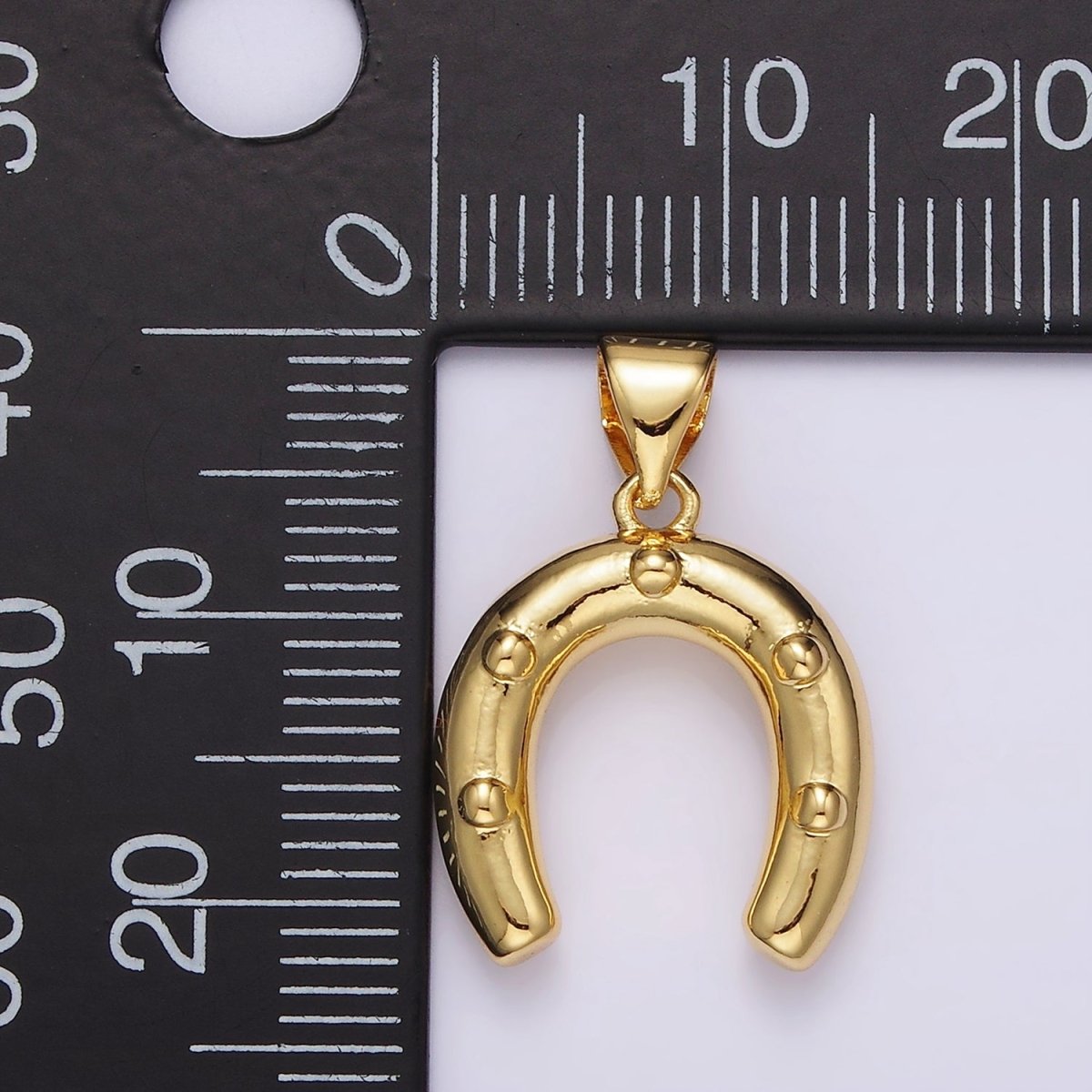 14K Gold Filled 21mm Horseshoe Dotted Minimalist Pendant | AH075